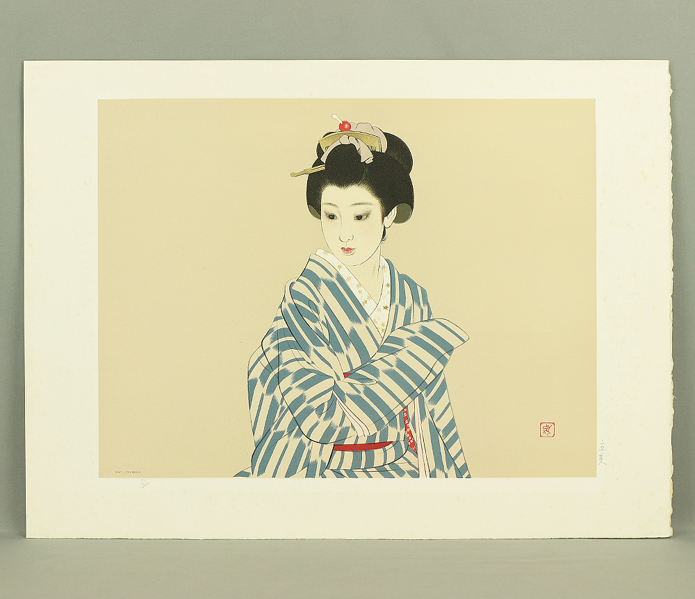 志村立美 Shimura Tatsumi (1907-1980) Lithograph 'Yagasuri'「矢絣